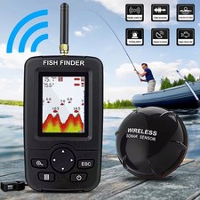 Smart Tragbar 100M Kabellos Fisch Finder Alarm 0.6-45m Sonar Tiefe Grüne Kit
