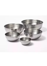 Figmint Mixing Bowl Set Non-Slip Bases Silver 5pc Bowls Nesting Kitchen 0.5-8 qt