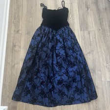 Gunne Sax by Jessica McClintock 90's Y2K formal corset Blue Black Sz 7/8 Whimsy