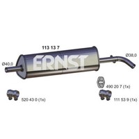 Ernst MittelschalldäMpfer FüR VW UP 121 122 BL1 BL2 Skoda Citigo Mii KF1_ 113137