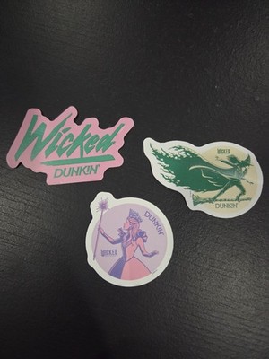 *Rare* Dunkin' Wicked Stickers Set of 3.. Wicked, Glinda, Elphaba
