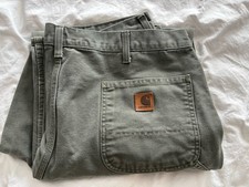 Carhartt Canvas Loose Fit Washed Duck Utility Work Pants Dungaree 40x32 B11MOS