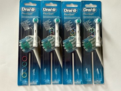 4 PIECES ORAL-B FLEXISOFT Toothbrush Replacement Heads Soft Bristles