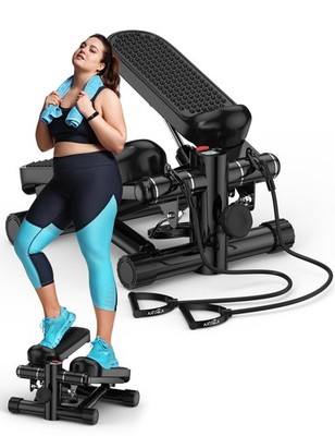 Steppers for Exercise at Home, Mini Stepper with Resistance Bands, Portable S...