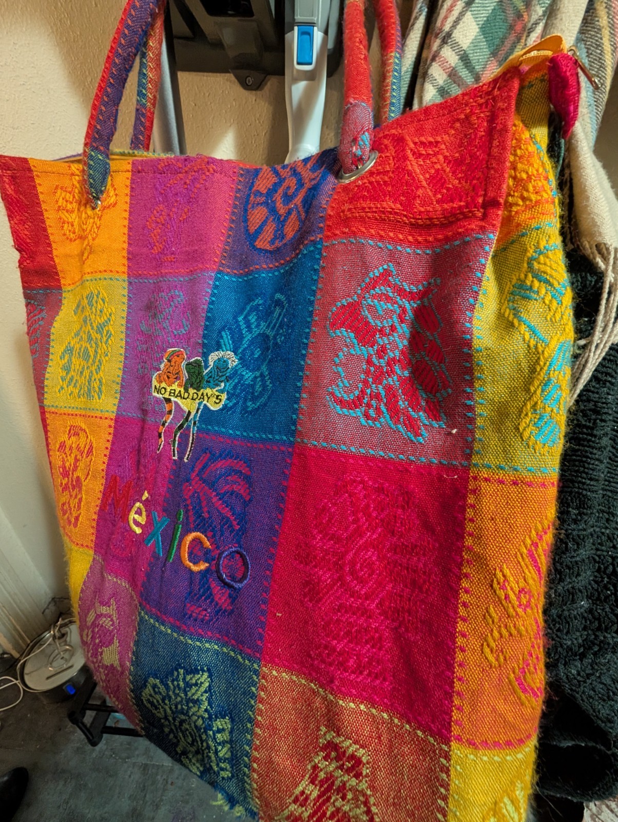 Brightly colored patchwork embroidery Mexican Pur… - image 2