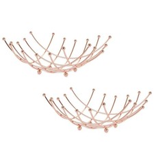 2X Elegant Copper Metal Fruit Basket Bowl Kitchen Table Decoration Storage