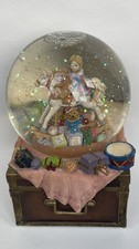 Vintage Past Times Musical Snow Globe Girl On Rocking Horse Excellent Condition