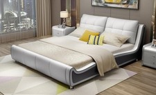 Łóżko Tapicerka Design Luksusowe podwójne łóżka hotelowe Małżeństwo Sypialnia Skóra 180x200cm