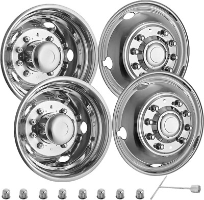 4PCS 19.5'' 10 Lug Stainless Steel Wheel Simulators for 2005-2025 Ford F450/F550