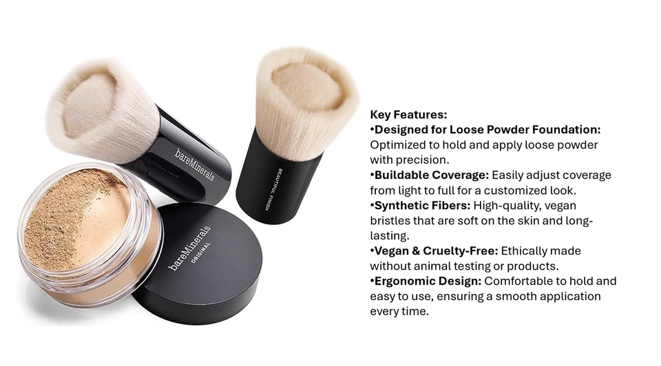 BareMinerals HERMOSO ACABADO Cepillo Base Tamaño Completo ¡NUEVO! Foto 4 de 4