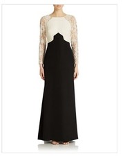 Tadashi Shoji Embroidered Colorblock Gown Size 8 498