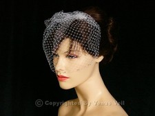 Handmade White 9" Bridal AB Rhinestones Wedding Birdcage Blusher Veil