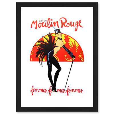 Burlesque Moulin Rouge Paris Girls French Vintage Advert Framed A4 Art Print