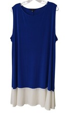 Tiana B 22W Sleeveless ColorBlock Dress Blue White Polyester/Spandex Stretch #I5