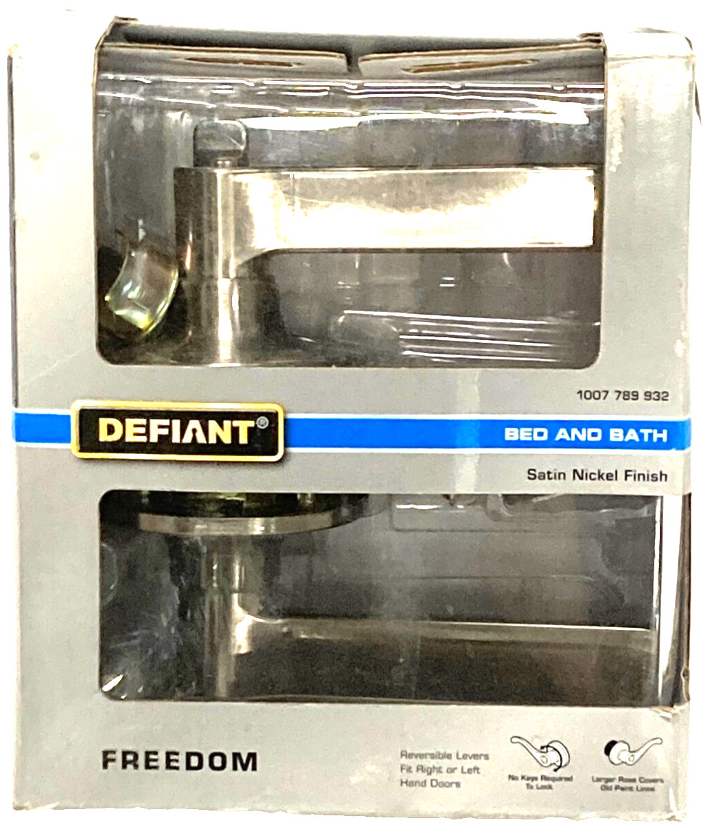 Defiant Bed and Bath Lever Satin Nickel Finish, Freedom 32LEX201B