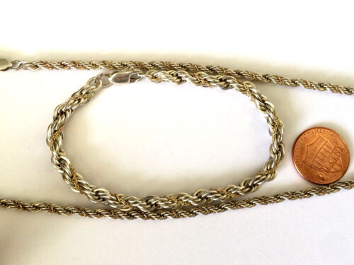 M S Co. Two Tone Sterling Silver Fancy Twist Rope Chain Necklace 