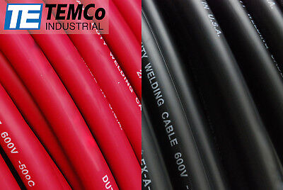 100' 2 AWG WELDING CABLE  50 Red 50 Black GAUGE COPPER  WIRE BATTERY SOLAR LEADS