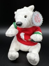1999 Collectible Coca Cola Bean Bag Plush Polar Bear Red Jersey Shirt Number 1