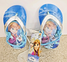 Disney Frozen Flip Flops Toddler S 5/6 Anna Elsa Beach Sandals Thongs w/ Strap