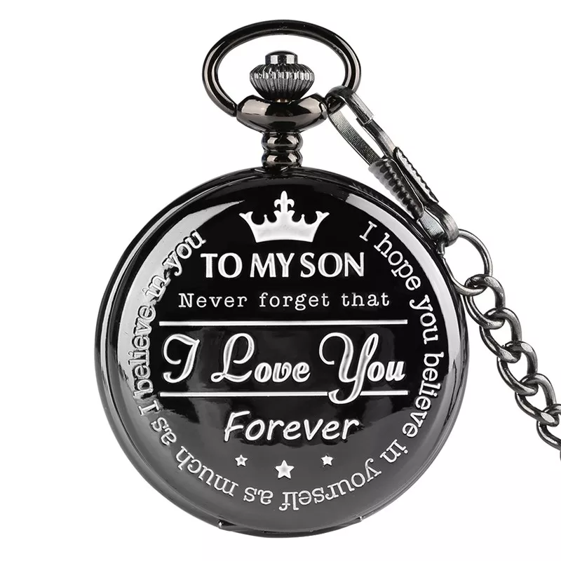 Personalized To My Son I Love You Pocket Watch Quartz Watch Penant Chain Gifts
