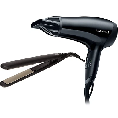 Remington 2000W Professional Hair Dryer & Ceramic Hair Straightener Set - Black