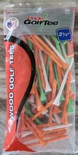 Pride Sports Golf Tee 3 & 1/4" 90 Count Green Orange White Wood Tees Multicolor