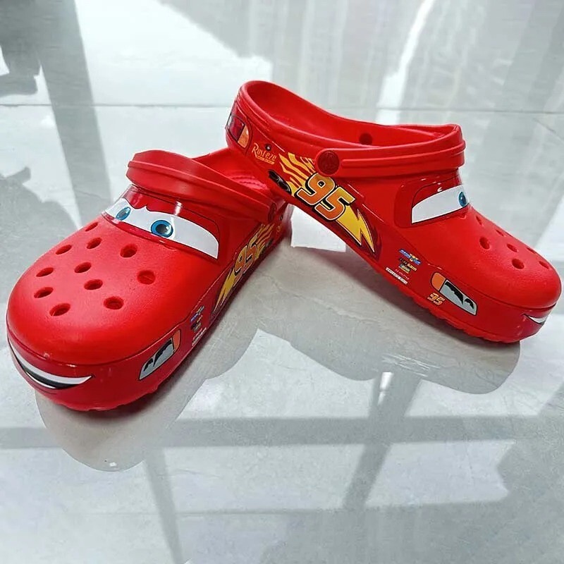 Zuecos para niños Lightning McQueen - Sandalias de coche rojas Disney Pixar zapatos sin cordones