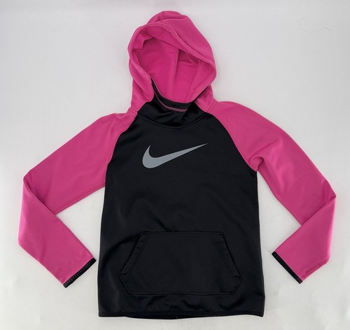 Nike Girl’s Black & Pink Pullover Hoodie Dri-Fit Size Large, See Photos - Picture 3 of 15