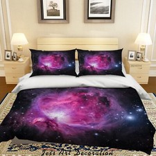 3D Space Galaxy Purple Quilt Cover Set Duvet Cover Bedding Pillowcases