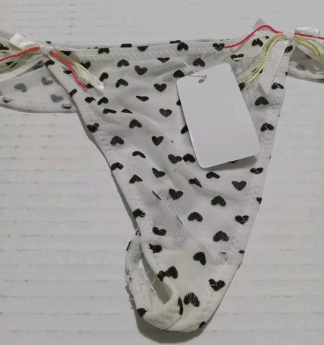 Damen Tangas Höschen Unterwäsche Größe L 3 Stück Farbe weiß und schwarz mit Herzen - Bild 3 von 6