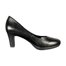 Tamaris 22410 SIze EU 37 Black Leather Anti Shok Block Heel Comfort Pump Shoes