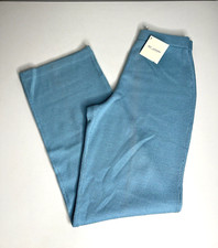 Vintage St John Marie Gray Women s Sz 2 Cancun Blue Santana Knit Wide Leg Pants