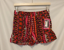 Scotch  Soda Drawstring Shorts Women Sz 2 Pink Red Striped Boho