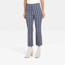 Women's Cropped Kick Flare Pull-On Pants - A New Day Navy Blue Size 4