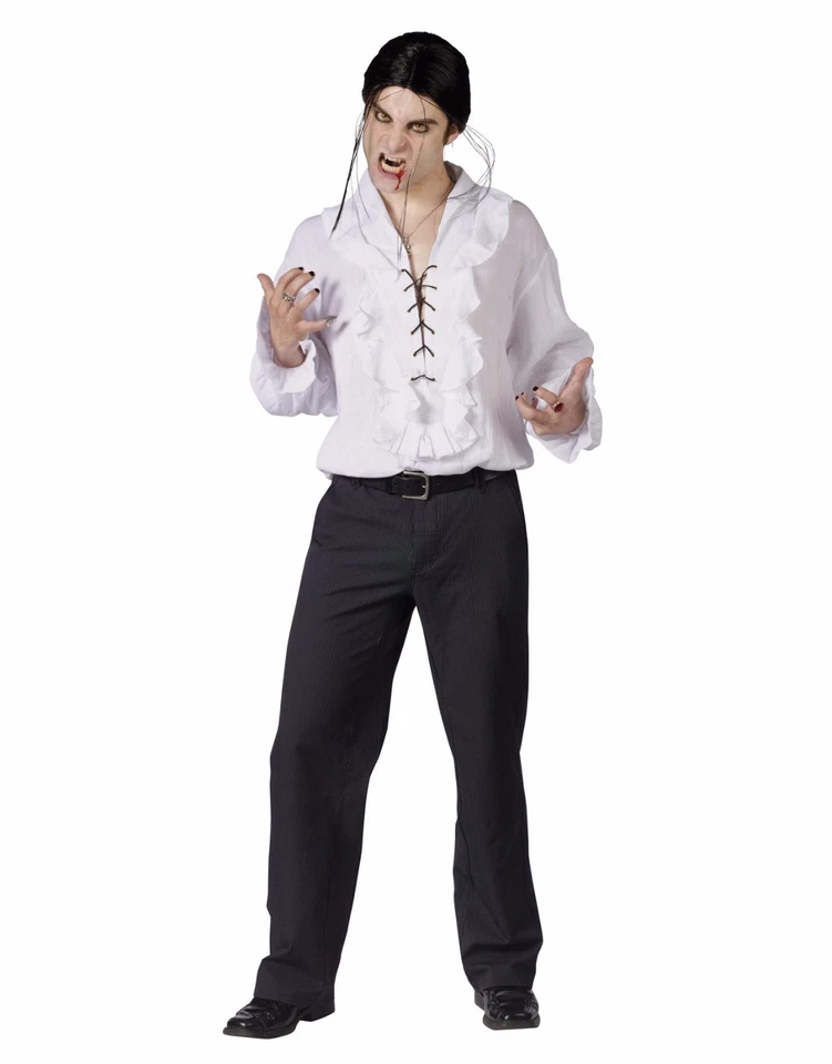 Swashbuckler Pirata Vampiro Camisa Adulto Disfraz Accesorio, Blanco, Talla Estándar Foto 2 de 3