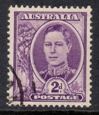 Australia Stamp Scott 225 King George VI Used 2p 1944 No Watermark