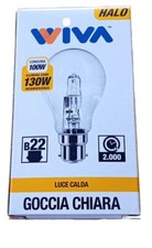 10 Lampade goccia chiara incandescenza 100w B22 230v WIVA CLASSIC lampada