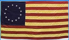 Primitive American Nylon  Betsy Ross 13 STAR FLAG wSLEEVE TEA STAINED 36" x 60"