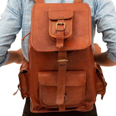 Vintage Leder Rucksack Laptoptasche Original Umhängetasche Backpack Herren Re...