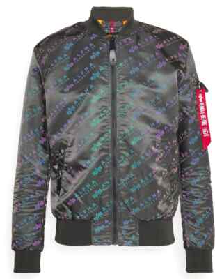 ALPHA INDUSTRIES Jacke Neu  RAINBOW MA 1 LW AOP grey black Bomberjacke XL 2XL