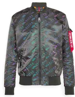 ALPHA INDUSTRIES Jacke Neu  RAINBOW MA 1 LW AOP grey black Bomberjacke XL 2XL - Bild 1 von 3