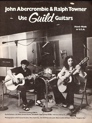 vtg 70s JOHN ABERCROMBIE RALPH TOWNER GUILD MAGAZINE PRINT AD Guitar Pinup Page