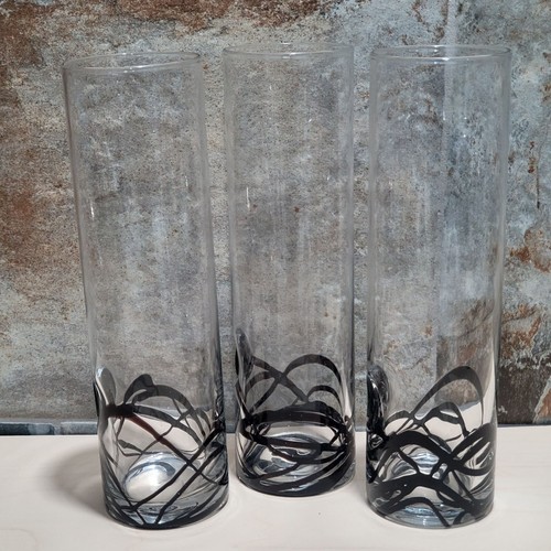 Tall Slim Glass Applied Leaf Medallion Black String Art 3D Set of 3 - Picture 5 of 9