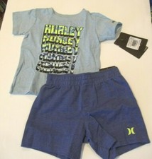 NEW HURLEY sz 12 months 2 pc set shorts and short sleeve t shirt blue