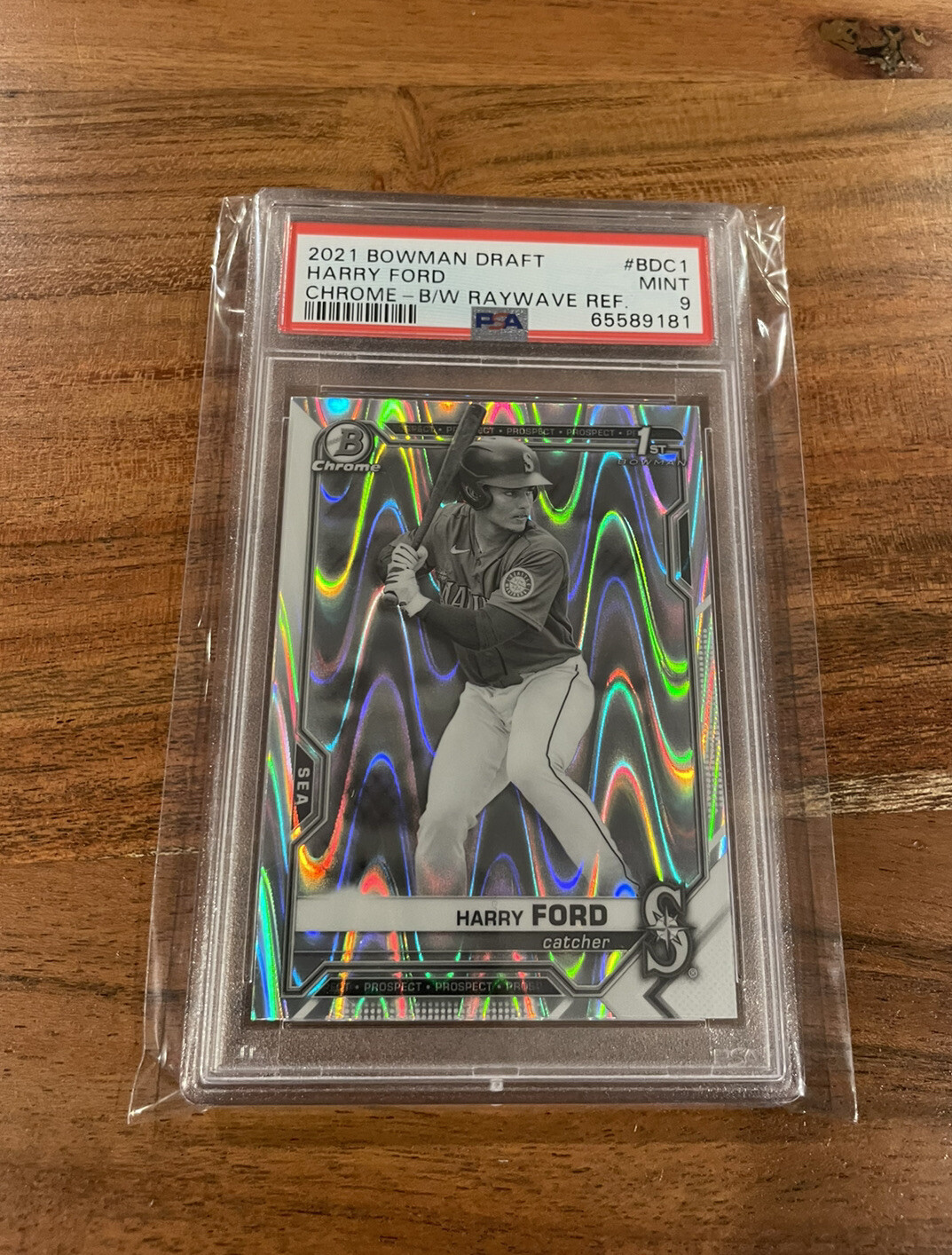 Harry Ford 2021 1st Bowman Draft Chrome Black White RayWave Refractor PSA MINT 9