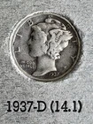 1937-D Mercury Dime 90% Silver Denver Mint Big US Coin Auctions NR