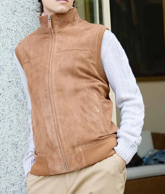 Brown Suede Leather Vest for Men Size XS S M L XL XXL 3XL