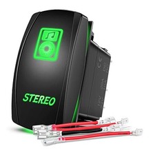 Stereo Rocker Switch Led Light Bar 5Pin Laser On Off SPST switches Green