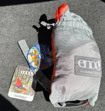ENO DoubleNest Hammock Nylon Orange & Grey 74" W x 112" L (NEW)