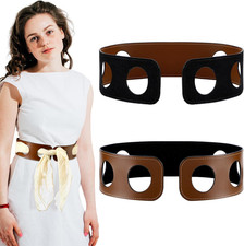 Reversible Scarf Waist Belt, Double Sided PU Leather Scarf Belt 27.5 x 2.5in Ver
